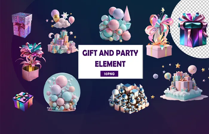 Gift and party 3D elements pack image